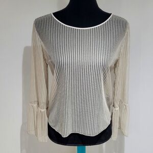 Babaton Women's Humbert Sheer Long Sleeve Blouse Small Cream Elegant Fairycore